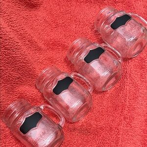 Source Unknown Clear Glass Mason Jar Mugs with Black Labels